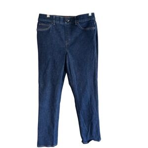Spanx Jean-Ish Straight Leg Denim Pants Raw Indigo Pull On Petite XL Womens